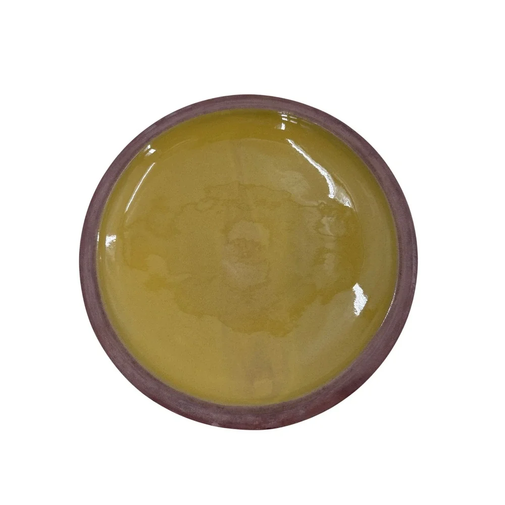 Vintage Fruit Tree Stoneware Casserole Dish with Yellow‎ Lid and Side Handles